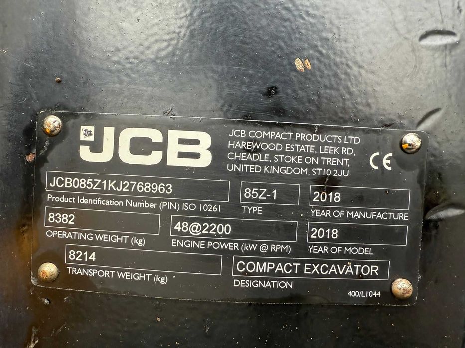 Excavator JCB 85Z 1 an 2018