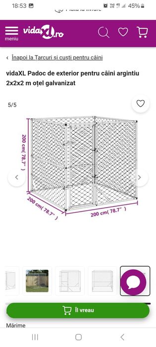 Padoc exterior pentru câini otel galvatizat nou