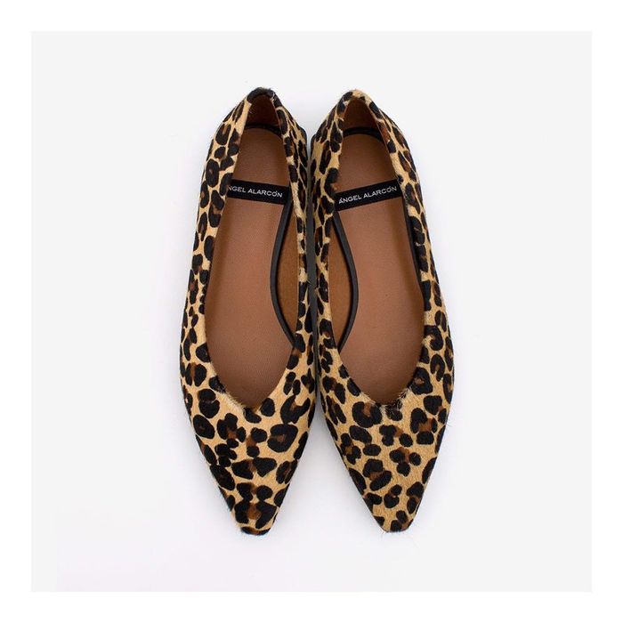 Кожени балеринки Angel Alargon с леопардов принт върху естествен косъм