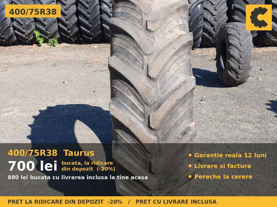 Anvelope Cauciucuri 400/75R38 400/75 R38 15.5R38 400/75-38 4007538 Taurus Tractor Punte Spate Tractiune SH Second Hand STOC REAL Oferta Pret Bun