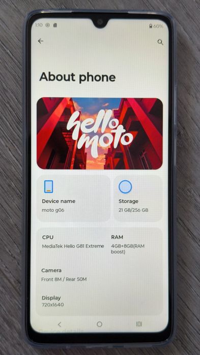 Vând Motorola G06, 256GB, 4GB+8GB RAM, dual sim, nou sigilat garanție