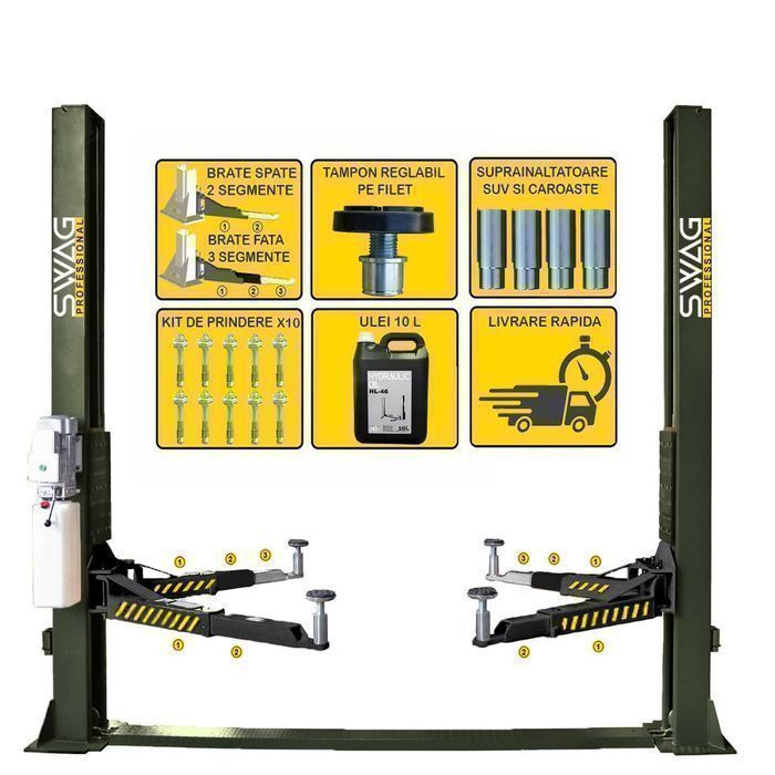 Elevator 2 coloane 4T brate fata 3 segmente/asimetrice, cod-SW4000AG