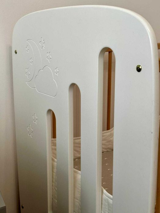 Patut bebe Primii pasi cu sertar, saltea cocos, protectie si asternuturi Ikea