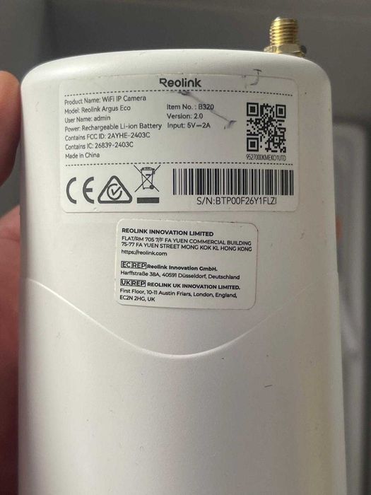 Cameră supraveghere exterior Reolink Argus Eco 3K de 5 MP- cu defect