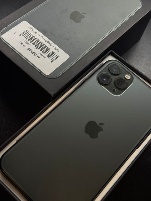 Iphone 11 pro, 64гб, 100% акб, Kaspi 0-0-24