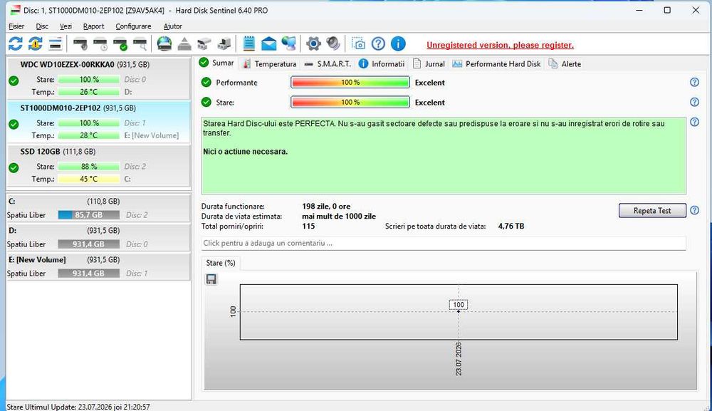 HDD Seagate BarraCuda 1TB 7200 RPM (putin folosit) | 100% Health