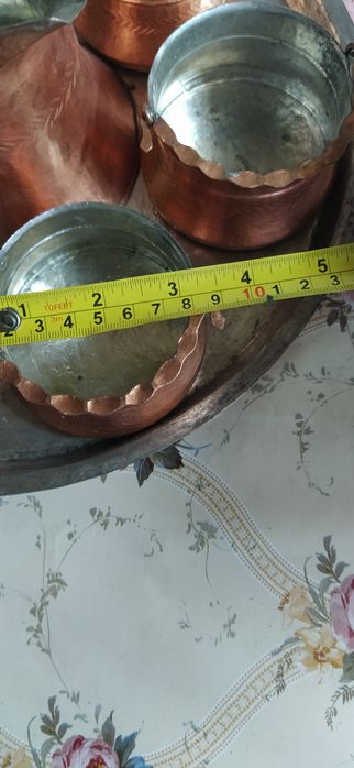 Меднен сервиз за кафе джезве и 6 чашки