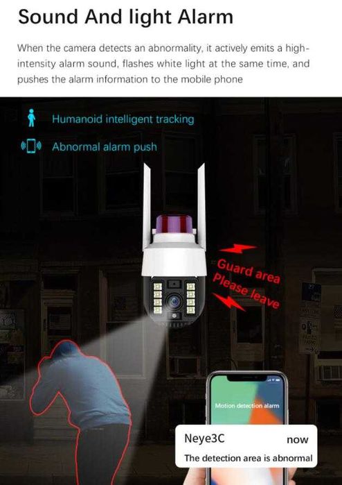 8MPx PTZ 360° AutoTracking Камера Zoom WiFi Видеонаблюдение PIR Сензор