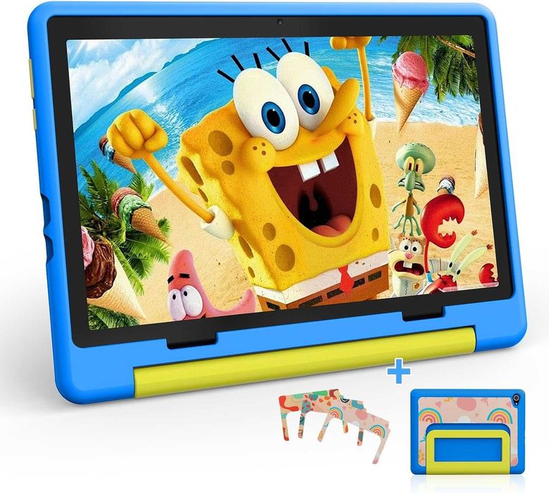Tabletă pentru copii, 10 inch, Android 16 cu 3 GB RAM + 64 GB ROM (TF 1TB), Wi-Fi 6G, Widevine L1, 6000 mAh, husă de protecție rezistentă la căderi,