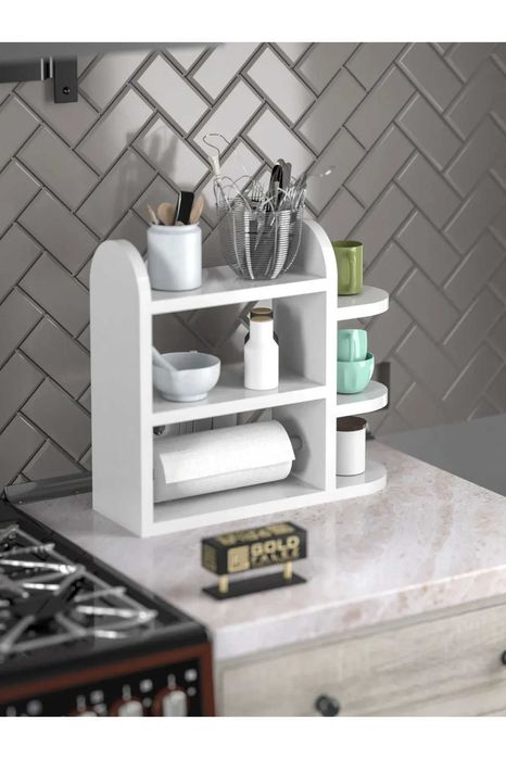 Дървена етажерка за кухня / Органайзер за подправки / Кухненски рафт