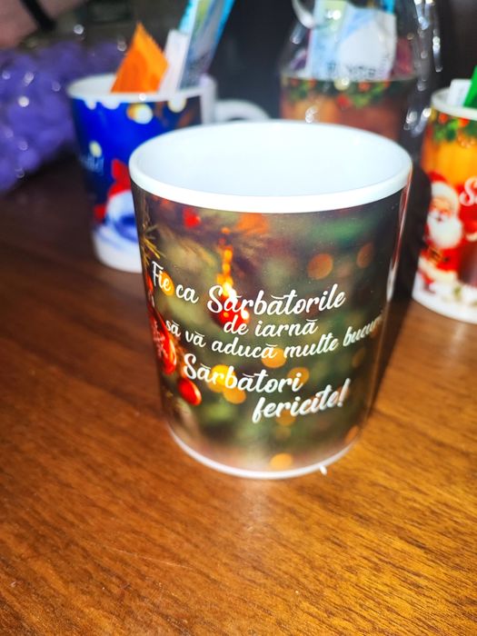 Pachet CADOU Crăciun iarnă Cană cu mesaj cu dulciuri Surpriză pe