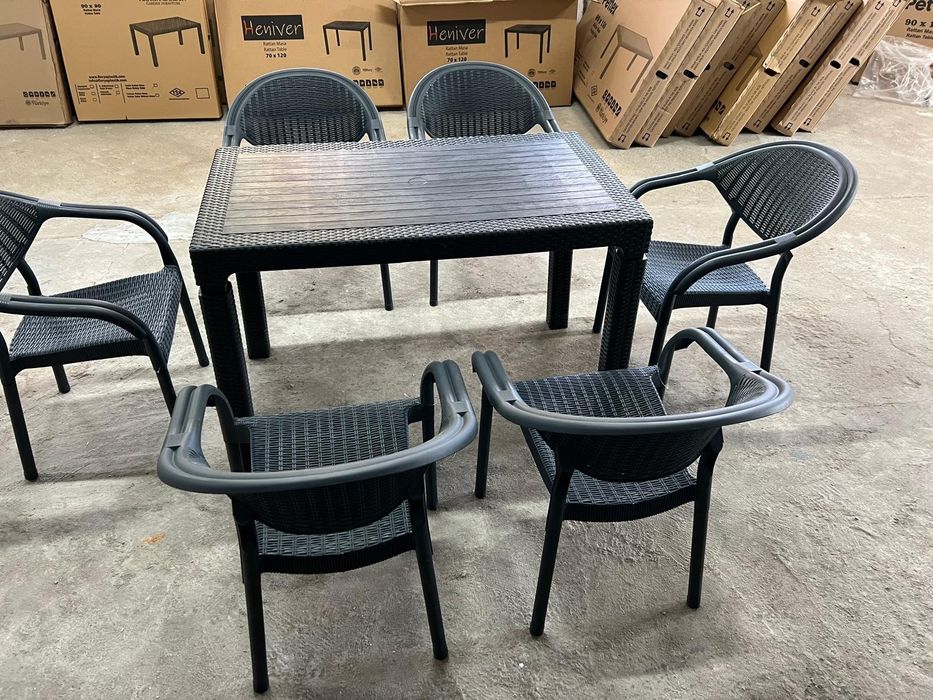 много здрав градински комплект 6 стола и маса 70/120см