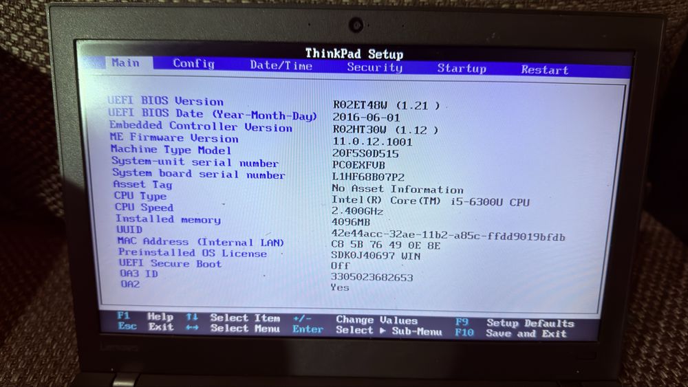 Lenovo Thinkpad x260 I5 gen 6