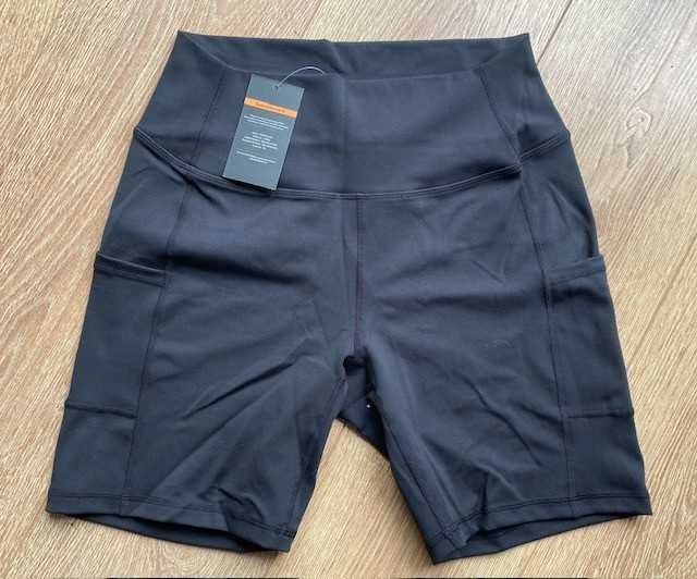 Shorts sport dama high waist, fitness and running, cu buzunare, negri, S, noi