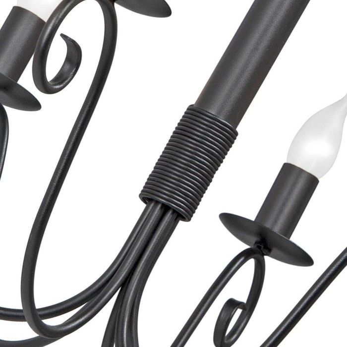 Candelabru VITALUCE VE3810, 6 Becuri E14, Negru Mat, Agățătoare Ruptă