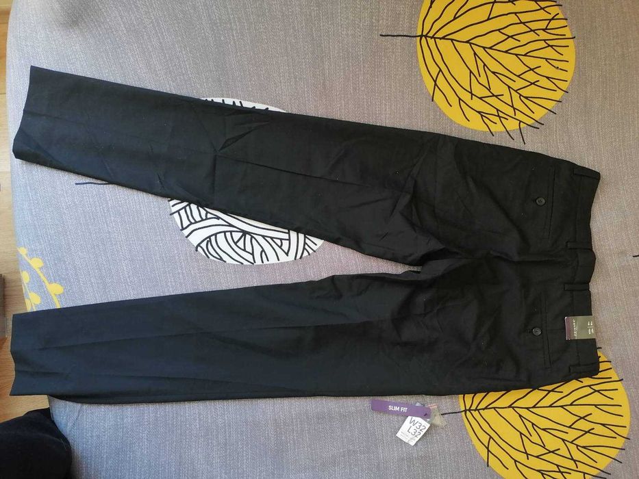 Нов мъжки панталон Primark, размер М/L Slim, черно