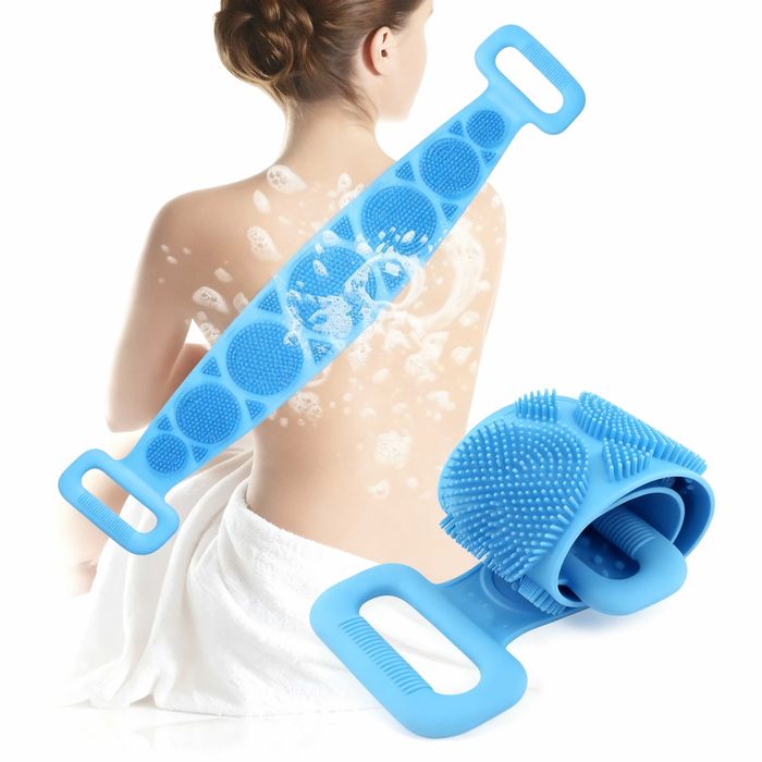 Perie de baie din silicon pentru spate masaj corporal si curatare 75cm