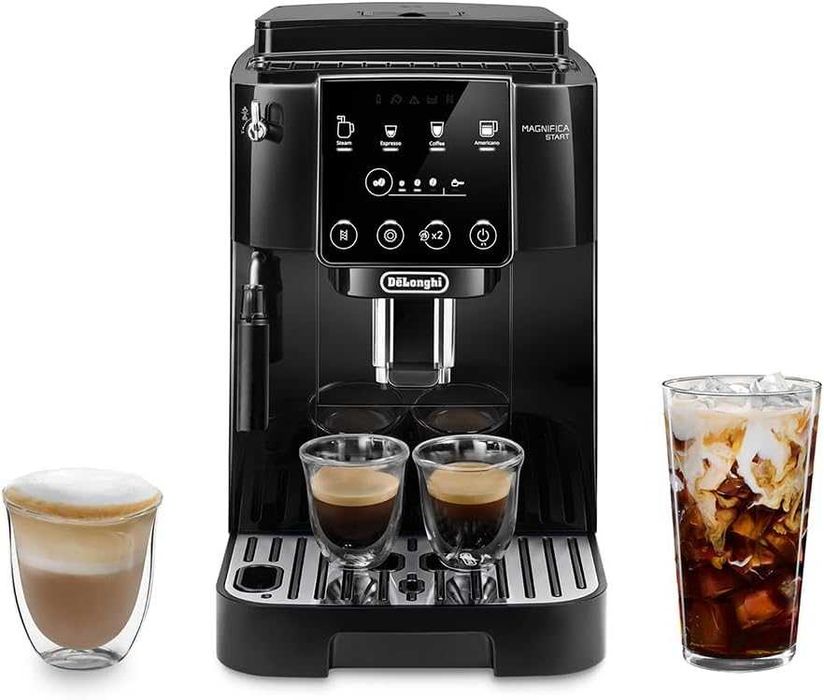 De'Longhi Magnifica ECAM222.20.B, Автоматична кафемашина с дюза за мляко, Машина за еспресо от зърна до чаша с 4 рецепти с едно докосване, 1450W