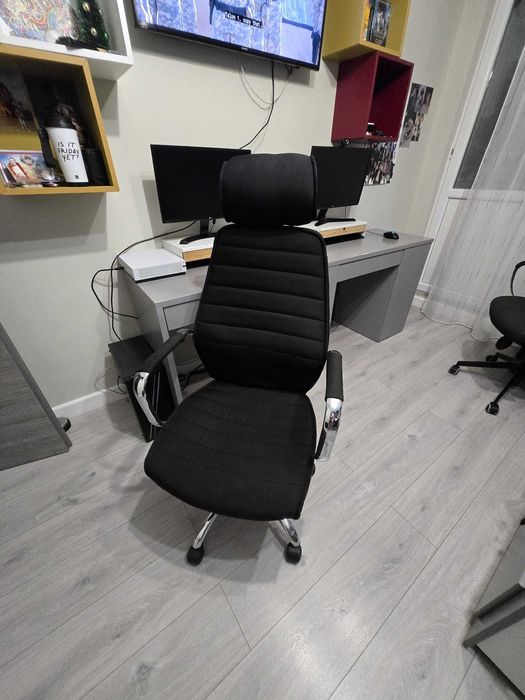 Scaun de birou ergonomic Kring Walter, cu tetiera, Negru