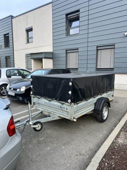 Remorca 750 kg cu prelata mufa 13 pini basculabila 230 cm