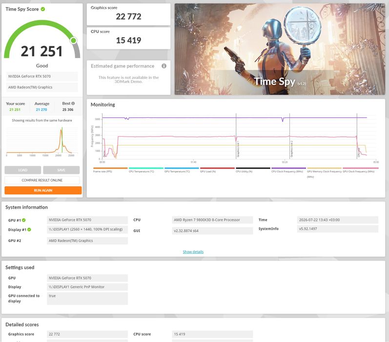 PC Gaming Ryzen 7 9800x3d RTX 5070 32Gb DDR5 2Tb FĂRĂ RGB [Impecabil, în garanție 1 an]