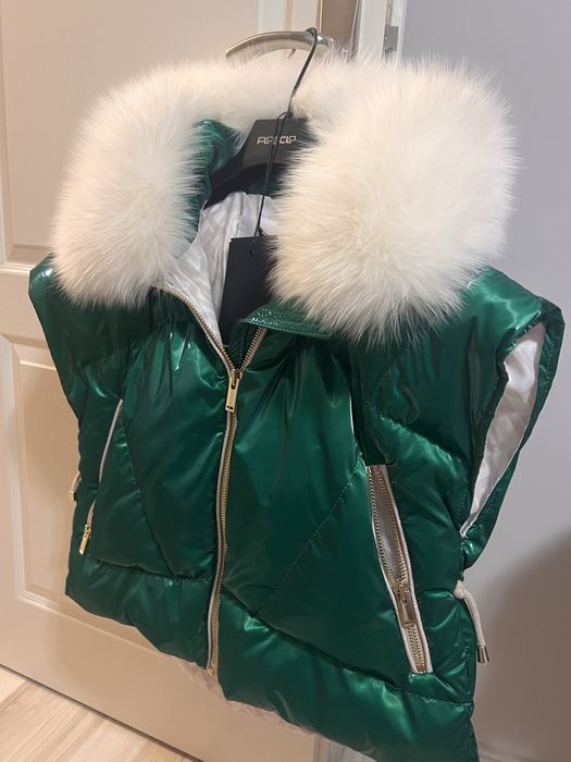 Елек с гъши пух FLO CLO и яка от естествена лисица