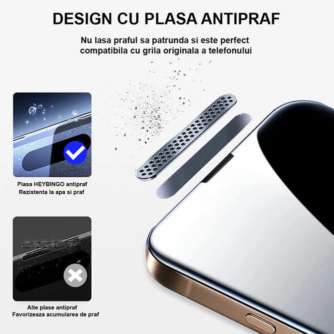 Folie Telefon HD iPhone 17 PRO HEYBINGO, E-Touch Box, Cu Kit de Aplicare si Functie Automata de Indepartare a Prafului