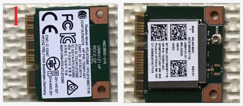 7 лаптоп карти / модули (Wi-Fi/WWAN + mSATA) Intel, Realtek, Broadcom