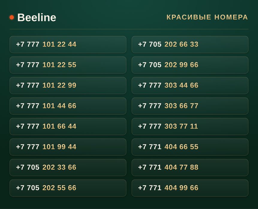 VIP номера Beeline / Красивые номера / Beeline