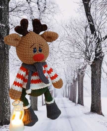 Ръчно изработени плюшени играчки еленче с фенер