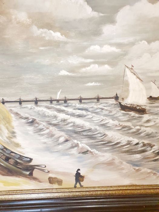 Холандска картина маслено платно морски мотив