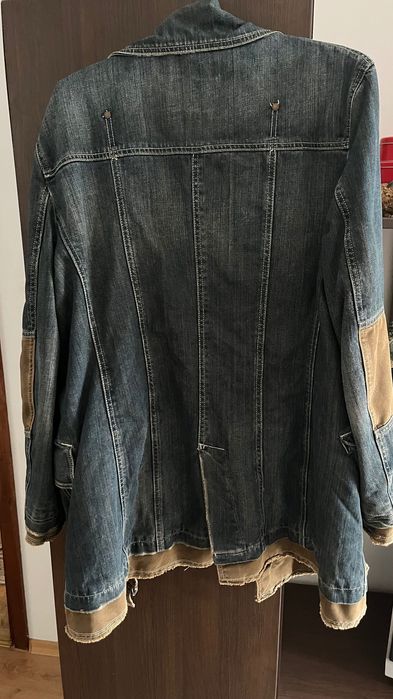 Дънково яке с кафеви кръпки