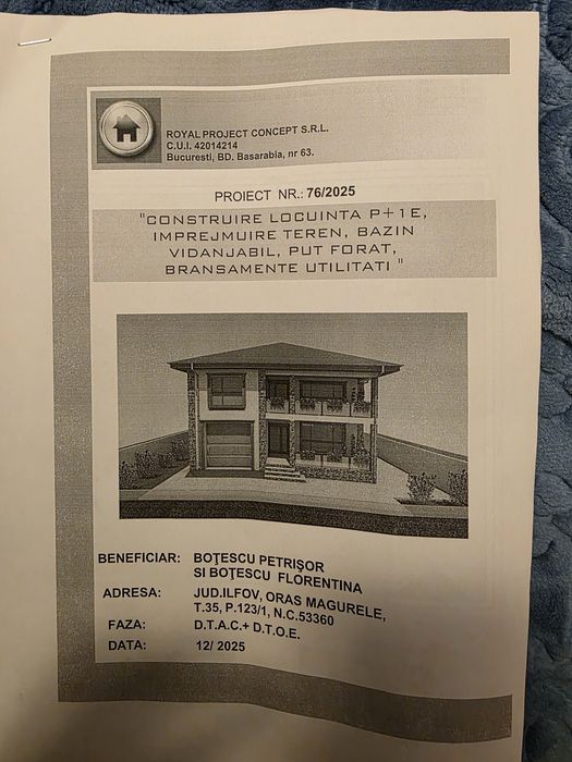 Teren de vanzare cu autoritățile si proiect inclus