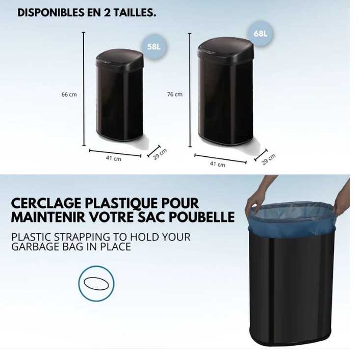 Cos de gunoi automat 68L Majestic Negru