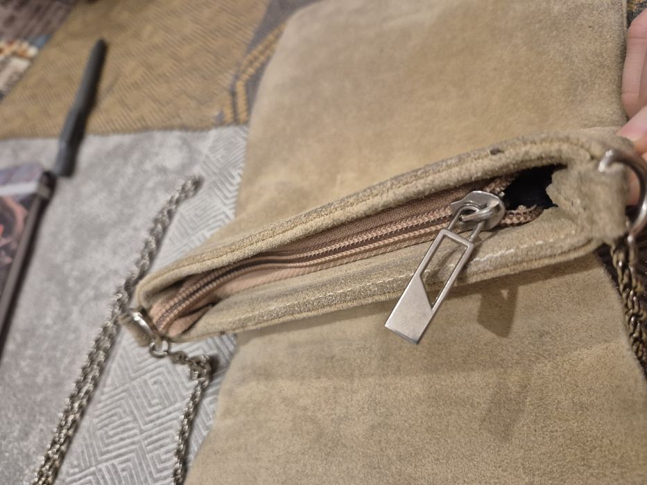 Сумка кожаная бежевая