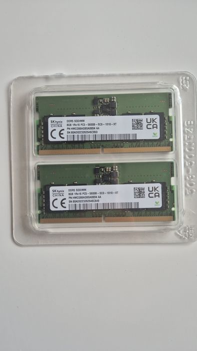 2x 8GB DDR5 RAM SK hynix SODIMM 5600MHz – лаптоп памет
Продавам RAM па