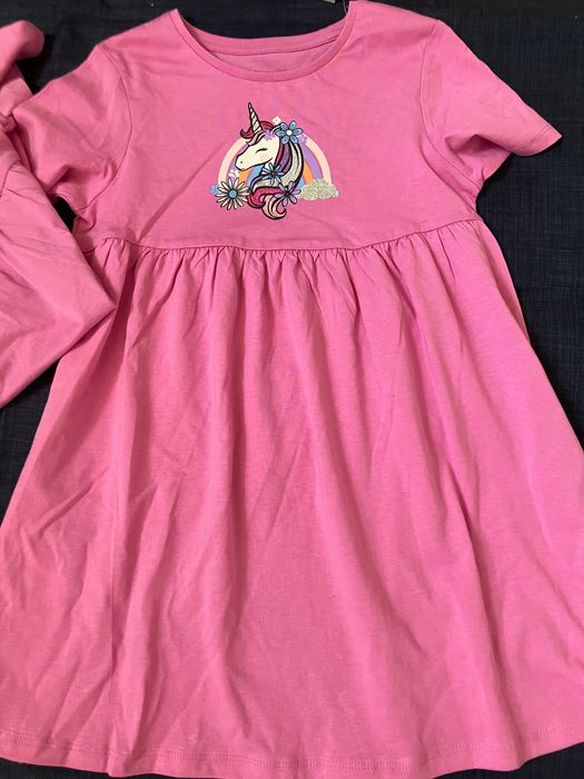 Детска ,лятна  памучна рокля Unicorn , къс ръкав ,6-7г,7-8г