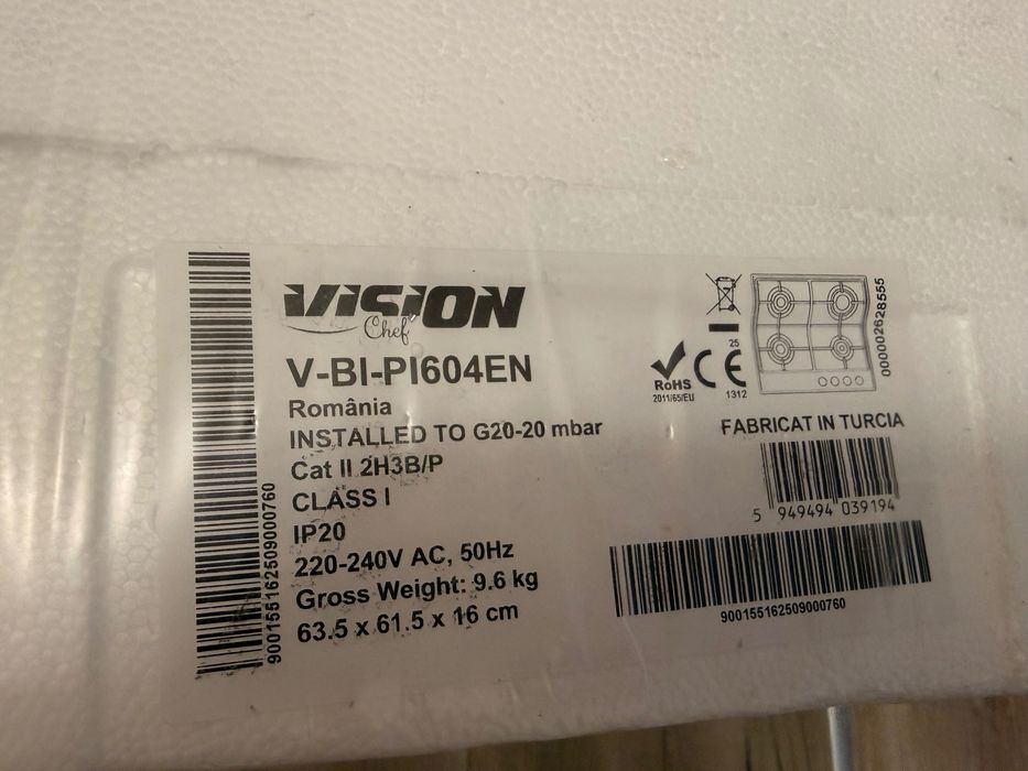 Plită pe gaz nou Vision Chef cu aprindere electrică