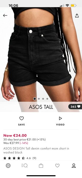 Pantaloni scurti Asos, noi, nepurtati, negri, marimea 36 / S