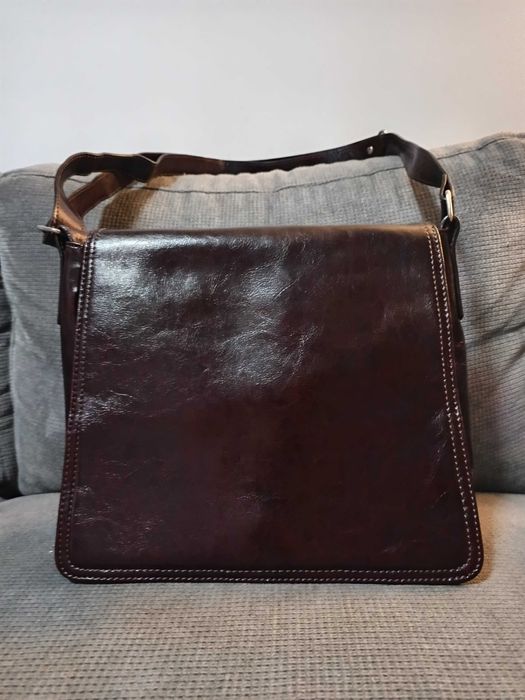 Geanta dama de umar din piele naturala vachetta crossbody coniac