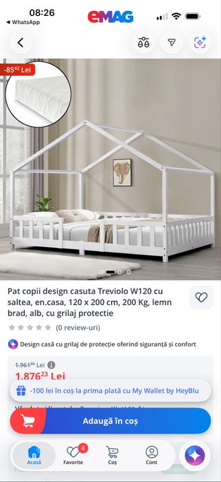 Pat copii design casuta