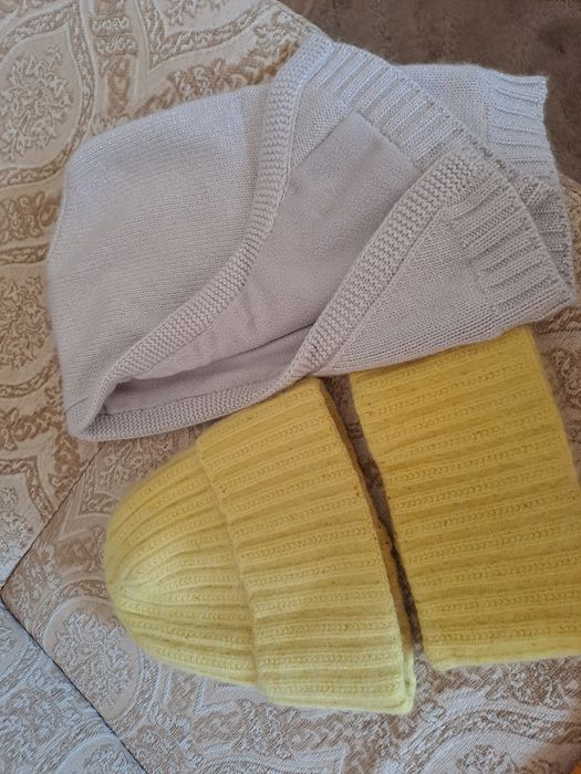 Наборы шапки манишка   капор ангора