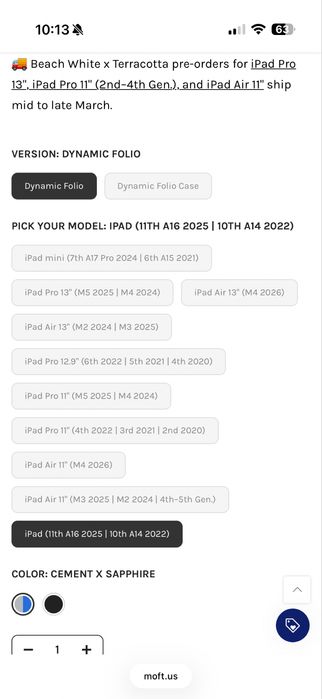 Moft dynamic folio ipad A16
