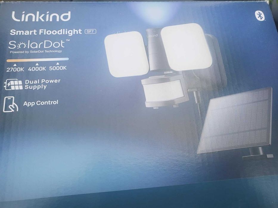 Соларна охранителна лампа Linkind,двойно захранване,сензор за движение