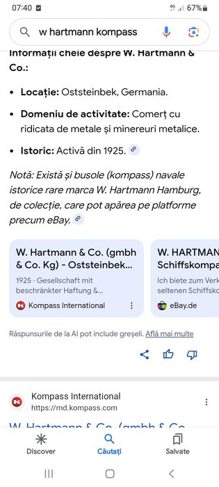 Busolă marină,navală W.Hartmann