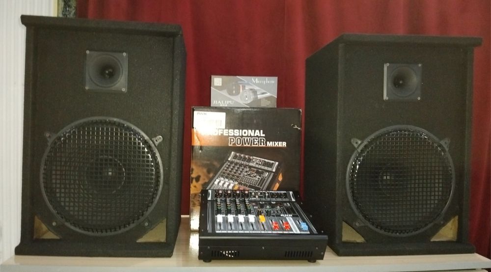 Усилител АКТИВНЫЙ ПУЛЬТ МИКШЕР ва микрафон комплект аппарат