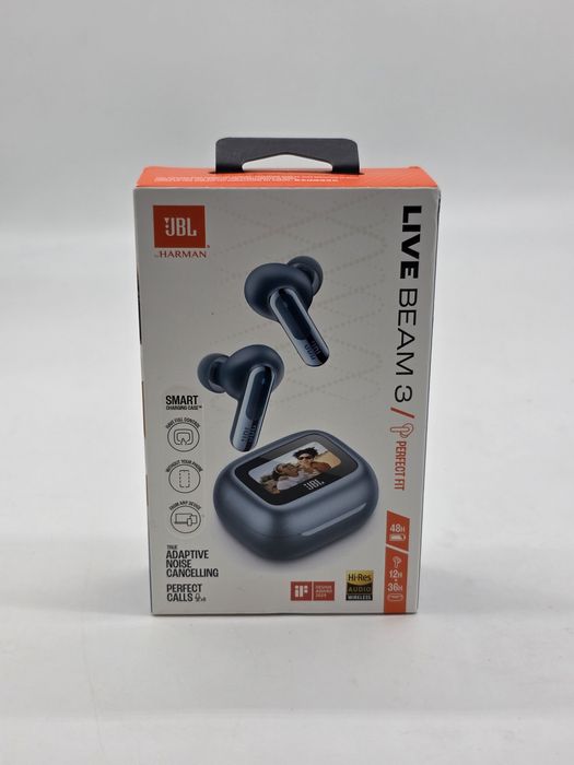 Casti In-Ear JBL Live Beam 3, True Wireless, Bluetooth 5.3, Hi-Res, Smart Case, True Adaptive NC, Autonomie 48H, Multi-point, IP55, Albastru, SIGILAT