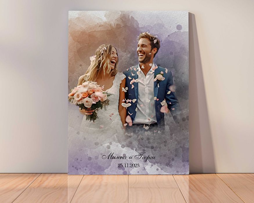 Сватбен дигитален акварелен портрет