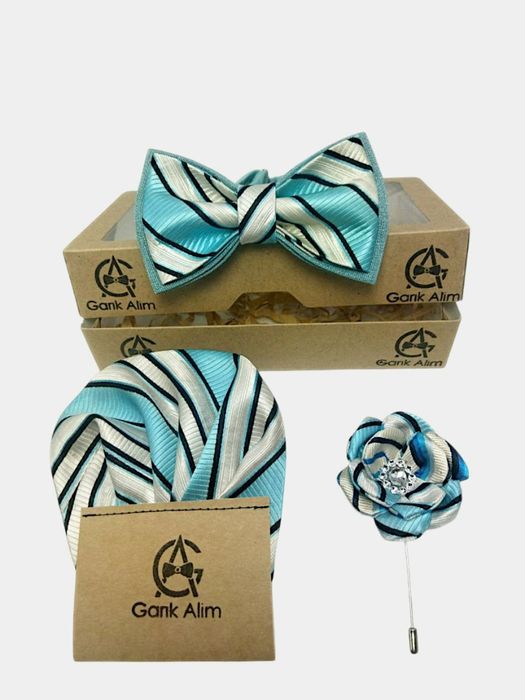 Подарочный набор бабочка, бутоньерка, нагрудной платок для жениха