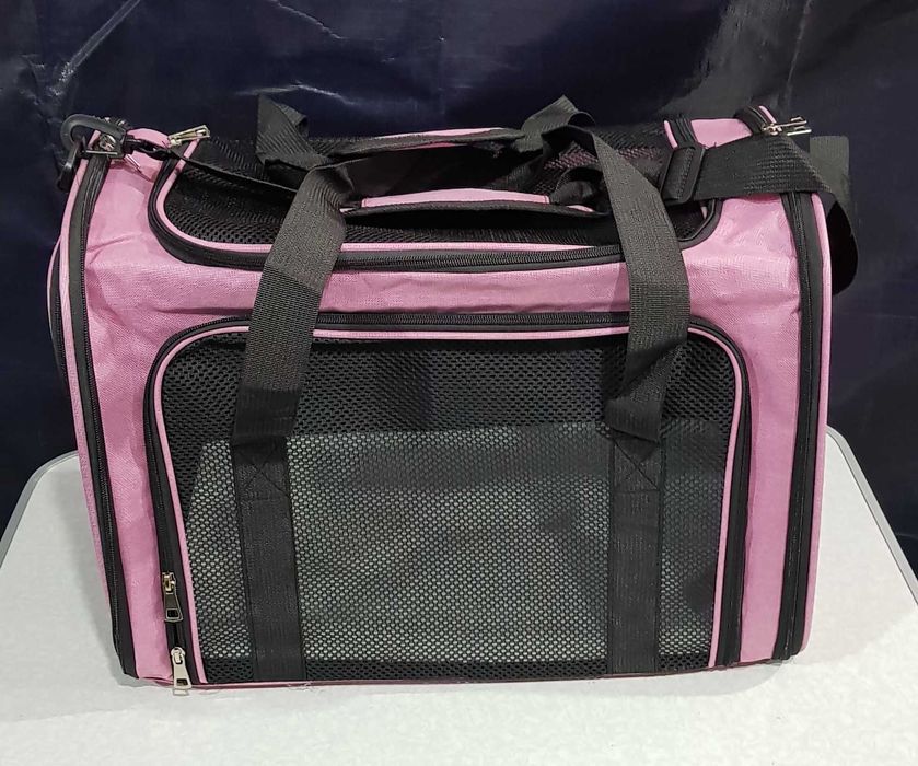 Geanta pentru transport animale mici , pliabil,50x34x34cm, Roz